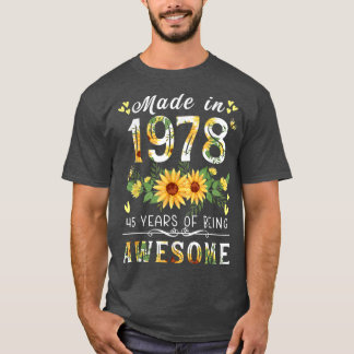 T-shirt Tournesol 45e anniversaire cadeaux pour femmes, Fl