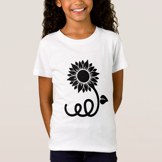 T-Shirt Tournesol à tige courbée (Devant)