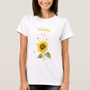 T-shirt Tournesol aquarelle avec papillons future maman