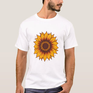 T-shirt Tournesol artistique avec ornements de volutes