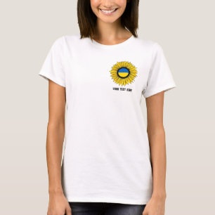 T-shirt Tournesol avec drapeau ukrainien. Texte personnali