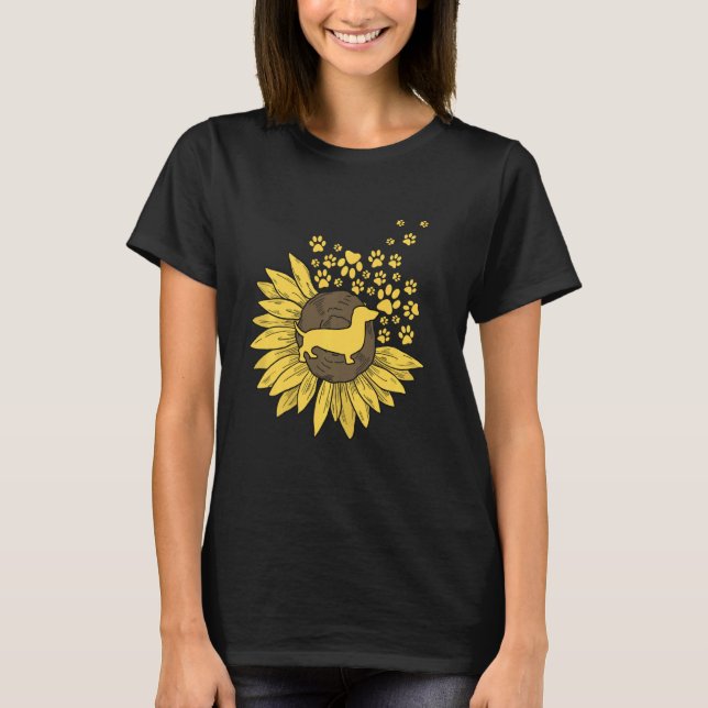 T-shirt Tournesol Avec Pâtes Et Dachshund (Devant)