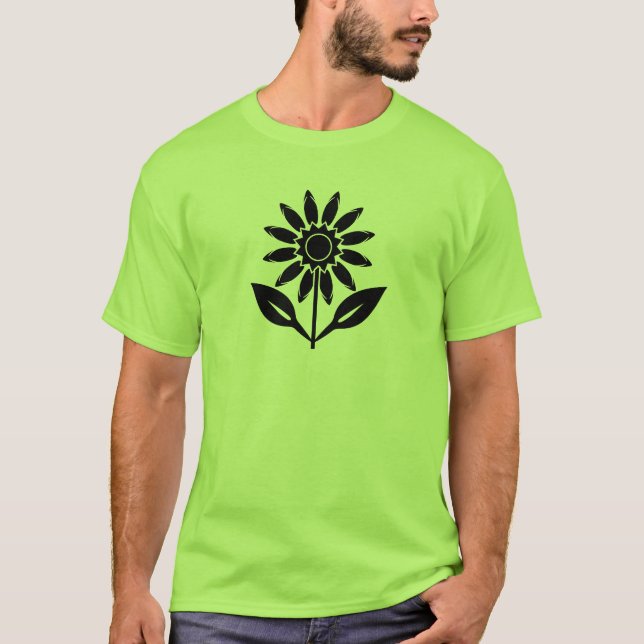 T-shirt Tournesol avec pétales et feuilles stylisés (Devant)