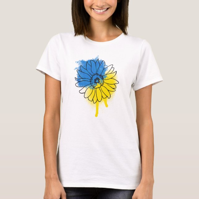 T-shirt Tournesol bleu et jaune à l'ukrainienne (Devant)