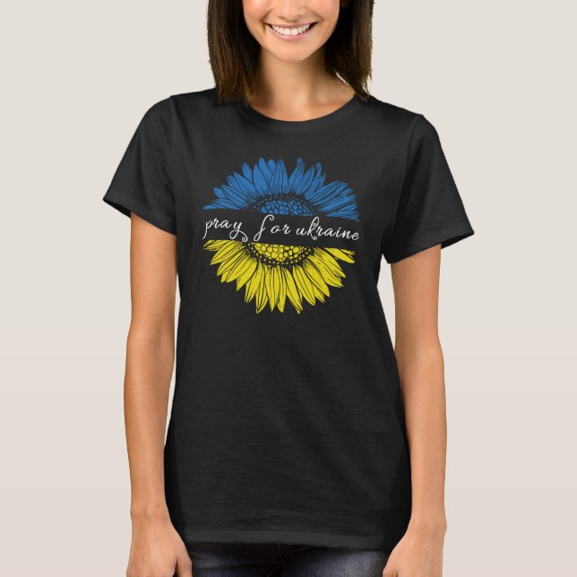 T-shirt Tournesol bleu et jaune Prière pour l'Ukraine (Devant)