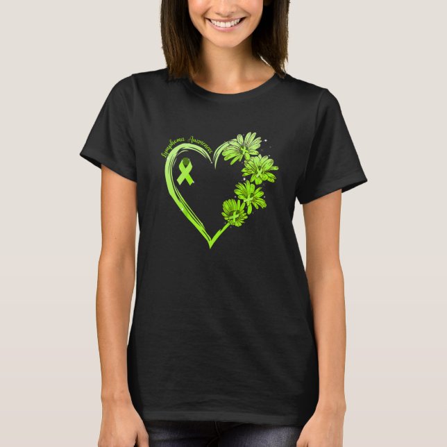 T-shirt Tournesol Coeur Lime Vert Ribbon Lymphome Award (Devant)