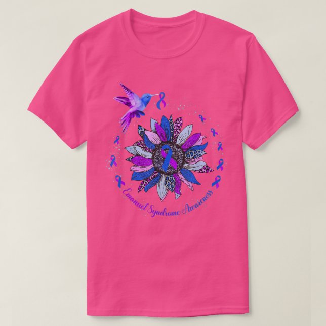 T-shirt Tournesol Colibri bleu violet Ruban bleu Emanuel S (Design devant)