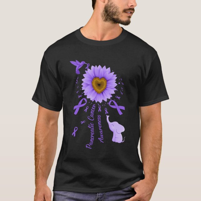 T-shirt Tournesol Colibri Elephant Cancer pancréatique A (Devant)