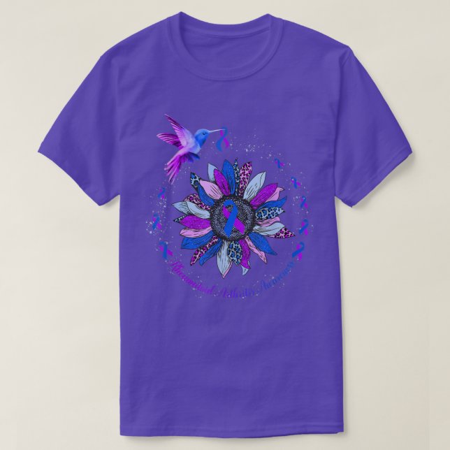 T-shirt Tournesol Colibri Ruban Rheumatoïde Arthrite  (Design devant)