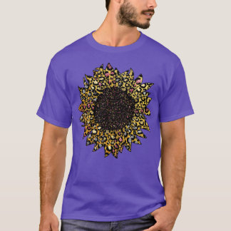T-shirt Tournesol coloré léopard or rose argent rose brill