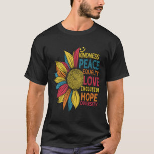 T-shirt Tournesol coloré Paix Amour Inclusion Égalité D