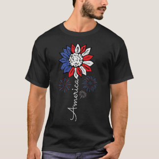 T-shirt Tournesol d'Amérique 4 juillet Fête de l'indépenda