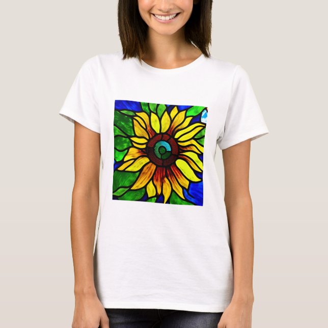 T-shirt Tournesol de pays en verre teint rustique (Devant)