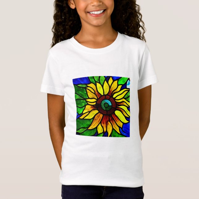 T-Shirt Tournesol de pays en verre teint rustique (Devant)