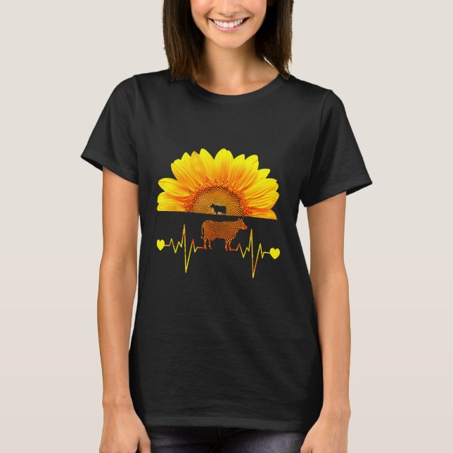 T-shirt Tournesol de vache graphique pour vache (Devant)