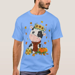 T-shirt Tournesol de vache Lait orange Vache automne Feuil