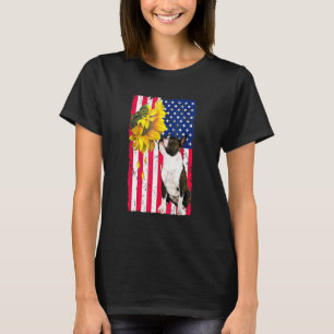T-shirt Tournesol Drapeau Américain Chien Boston Terrier