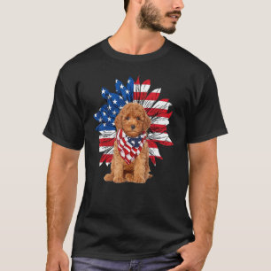T-shirt Tournesol Drapeau Américain Poodle Miniature 4 Jui