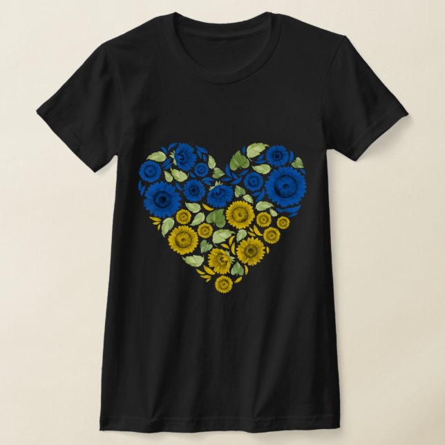 T-shirt Tournesol du coeur ukraine Je suis avec l'Ukraine  (Poser)