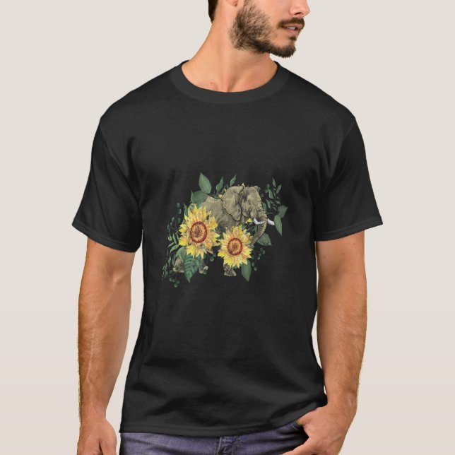 T-shirt Tournesol Elephant Poche Design mignonne (Devant)