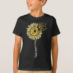 T-shirt Tournesol Enfance Cancer Ruban Faith Hope Love