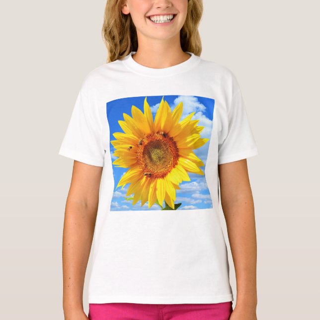 T-shirt tournesol et abeilles (Devant)