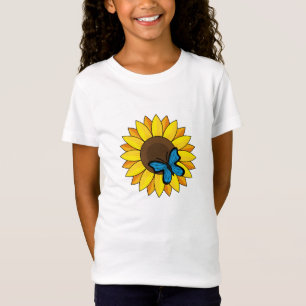 T-Shirt Tournesol et papillon bleu