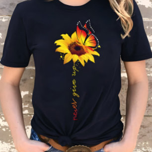 T-shirt Tournesol et Papillon Inspirationnels Ne Jamais Ab