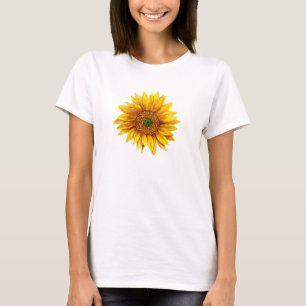 T-shirt Tournesol. Fleur jaune rustique. Floral de pays