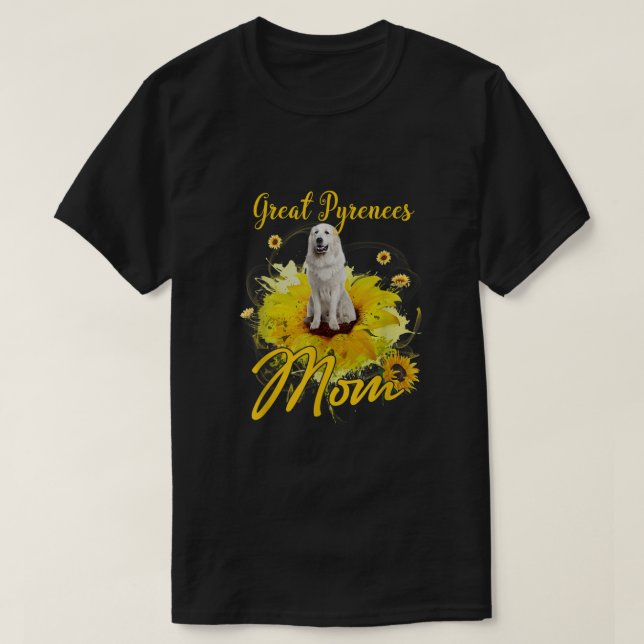 T-shirt Tournesol Grandes Pyrénées Maman Amoureux des chie (Design devant)