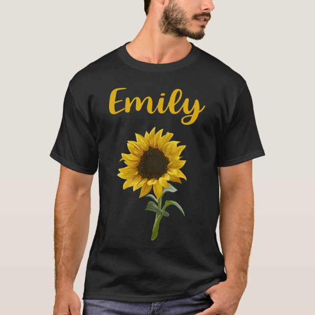 T-shirt Tournesol heureux - Nom Emily (Devant)