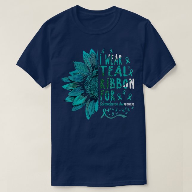 T-shirt Tournesol I porter du ruban Turquoise pour Sclerod (Design devant)
