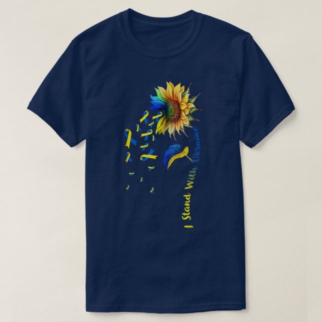 T-shirt Tournesol I Stand Avec Ukraine Drapeau Support  (Design devant)