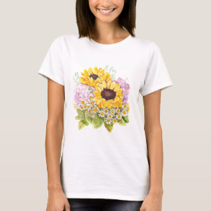 T-shirt tournesol jaune magenta hydrangea bouquet