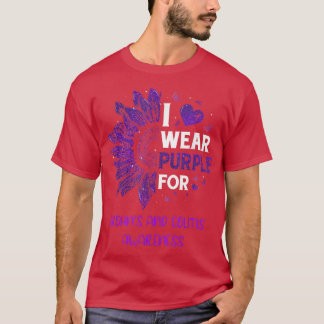 T-shirt Tournesol Je Porte Des Crochets De Ruban Violet Et