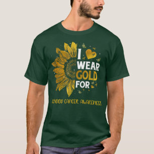 T-shirt Tournesol Je Porte Du Ruban D'Or Cancer De L'Enfan