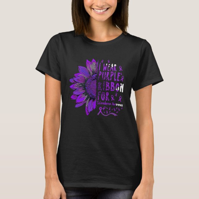 T-shirt Tournesol Je porte du ruban pourpre pour Scleroder (Devant)