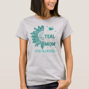 T-shirt Tournesol Je Porte Du Ruban Turquoise Pour Ma Mama