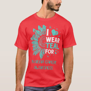 T-shirt Tournesol Je Porte Turquoise Ribbon Cancer de l'ov