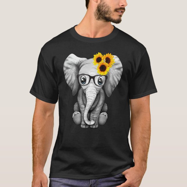 T-shirt Tournesol joli éléphant (Devant)