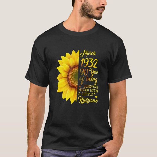 T-shirt Tournesol Mars 1932 90 Ans De Sunshine Hu (Devant)