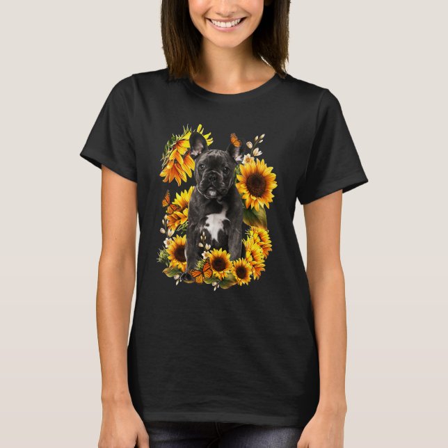 T-shirt Tournesol mignon Français Chien Chien Papa Maman P (Devant)