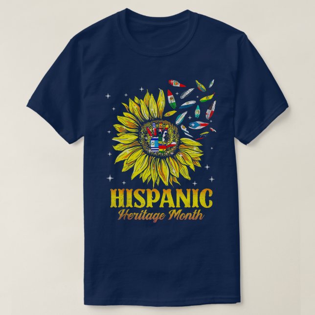 T-shirt Tournesol mignon Mois du patrimoine hispanique Lat (Design devant)