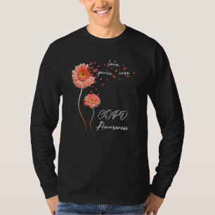 T-shirt Tournesol Paix Amour Cure Ruban Orange COPD Sensib