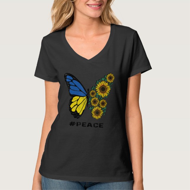 T-shirt Tournesol Papillon, # Paix (Devant)