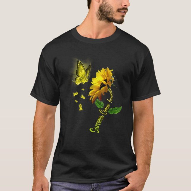 T-shirt Tournesol Papillon Sarcome Sensibilisation au canc (Devant)