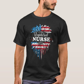 T-shirt Tournesol Patriotique Usa Drapeau Rn Stethoscope 4