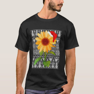 T-shirt Tournesol Portant Le Chapeau Du Père Noël Hommes F