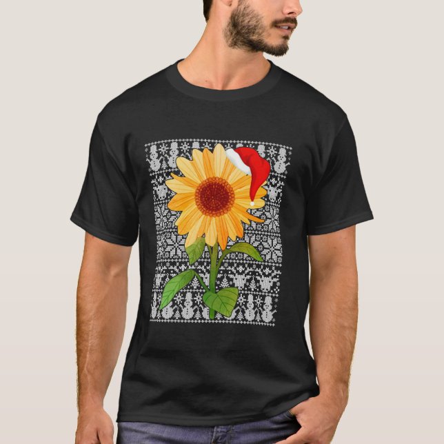 T-shirt Tournesol Portant Le Chapeau Du Père Noël Hommes F (Devant)