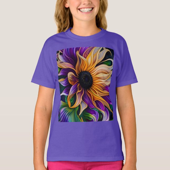 T-shirt Tournesol pourpre et or (Devant)